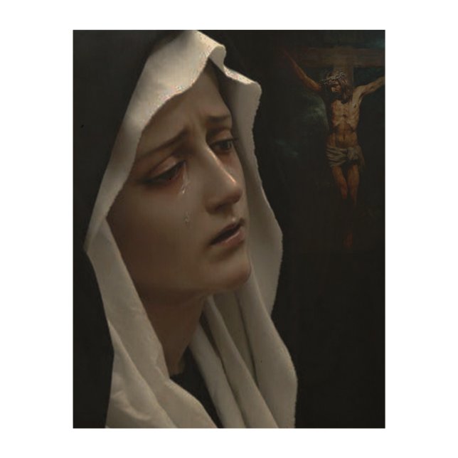 Our Lady of Sorrows Wood Devotional Image. Wall Art (Front)
