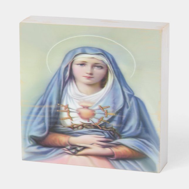 Our Lady of Sorrows Wooden Box Sign (Angled Horizontal)