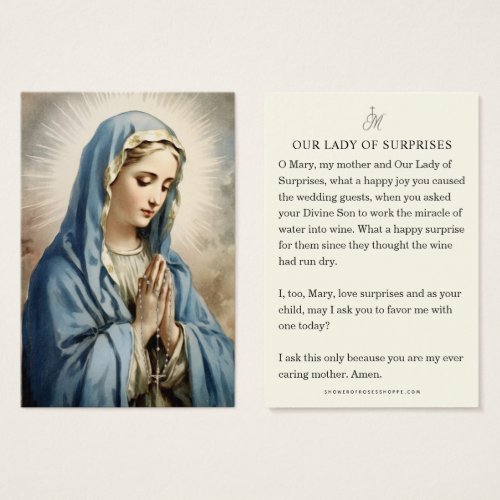 Our Lady of Surprises Prayer Catholic Holy Card