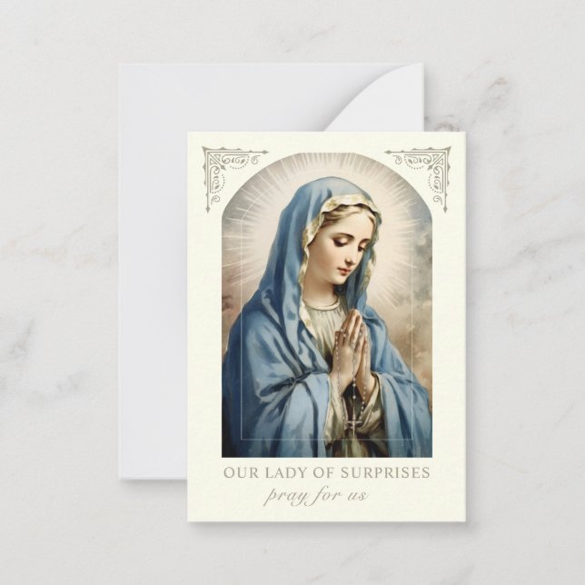 Our Lady of Surprises Prayer Catholic Holy Card (Front)