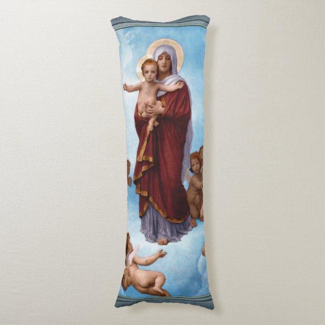 Our Lady of the Angels by William Bouguereau Body Pillow (Front Vertical)