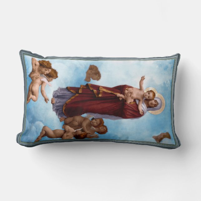 Our Lady of the Angels by William Bouguereau Lumbar Pillow (Front)