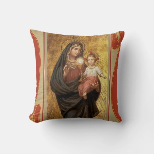 Our Lady of the Blessed Sacrament Virgin Mary Jesu Throw Pillow