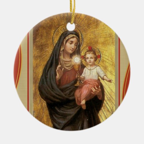 Our Lady of the Blessed Sacrament with Baby Jesus Ceramic Ornament