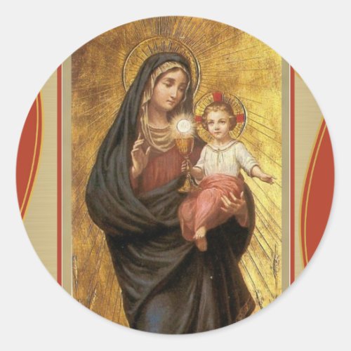 Our Lady of the Blessed Sacrament with Baby Jesus Classic Round Sticker