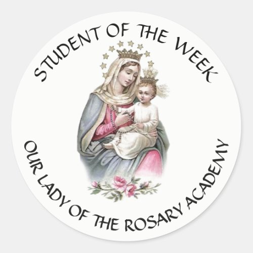 Our Lady of the Rosary Catholic Award Classic Round Sticker