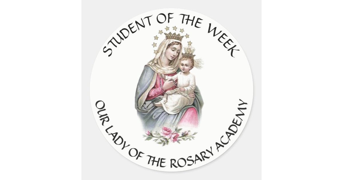 Our Lady of the Rosary Catholic Award Classic Round Sticker | Zazzle
