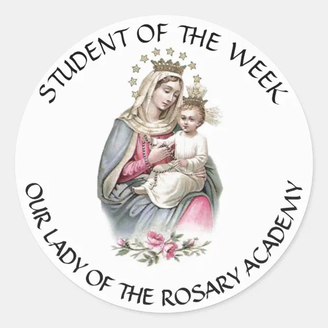 Our Lady of the Rosary Catholic Award Classic Round Sticker | Zazzle