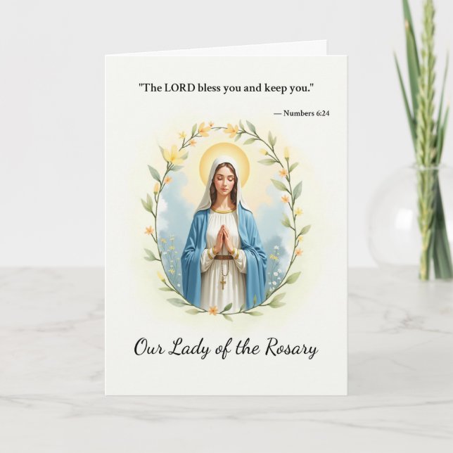 Our Lady of the Rosary God's Peace and Blessings Card (Front)