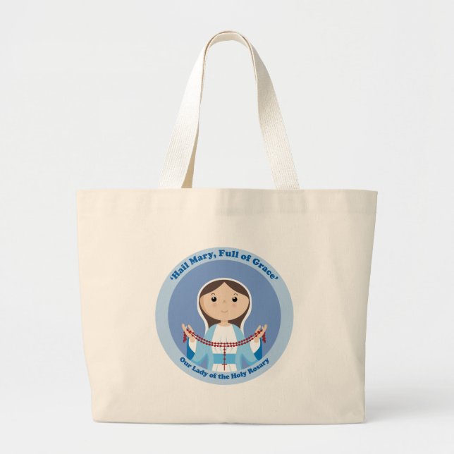 Our Lady of the Rosary Large Tote Bag (Front)