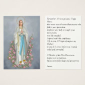 Our Lady of the Rosary Lourdes Memorare Prayer (Front & Back)