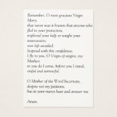 Our Lady of the Rosary Lourdes Memorare Prayer (Back)