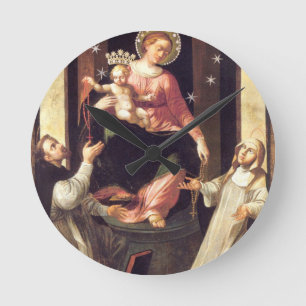 Our Lady Of The Rosary Venerated In Pompeii Round Clock