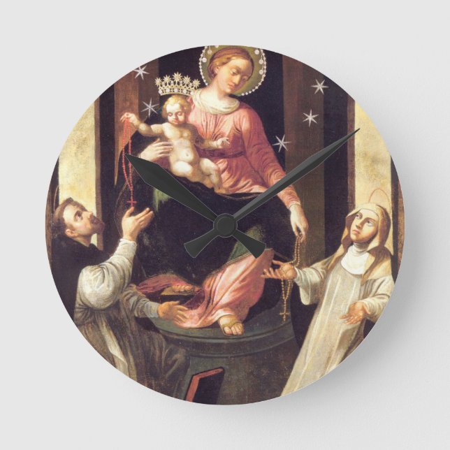Our Lady Of The Rosary Venerated In Pompeii Round Clock (Front)