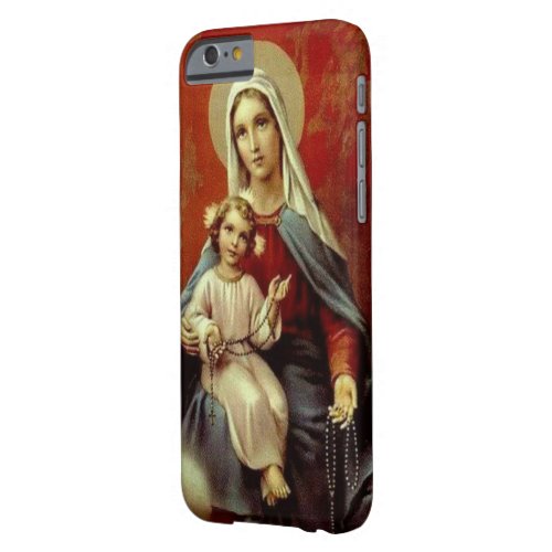 Our Lady of the Rosary wJesus Burgundy Red Gold Barely There iPhone 6 Case