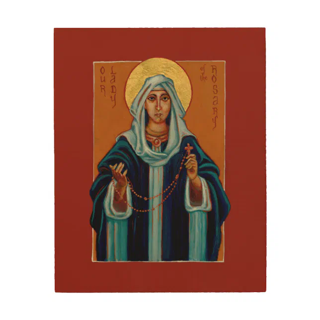 Our Lady of the Rosary Wood Print Icon | Zazzle