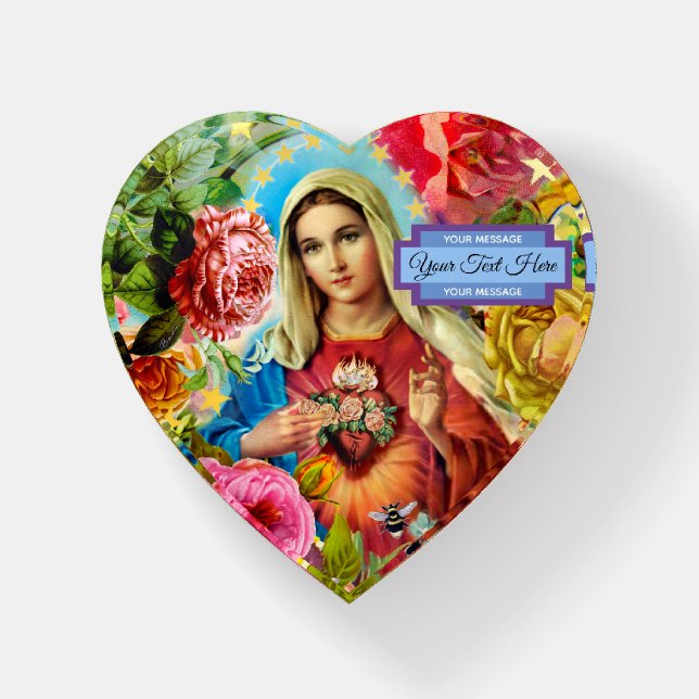 Our Lady of the Roses Customizable Paperweight (Front)
