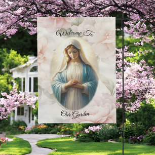 Our Lady Of The Roses Garden Flag