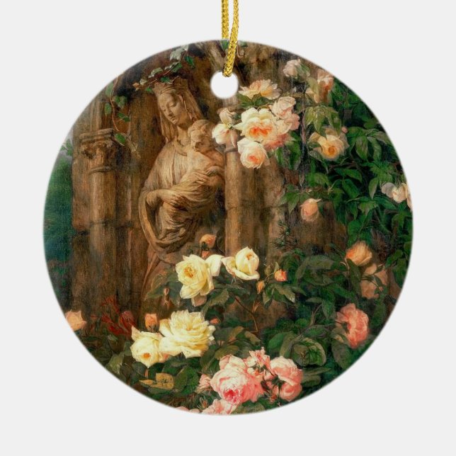 Our Lady of the Roses - Madonna with child Ceramic Ornament (Front)