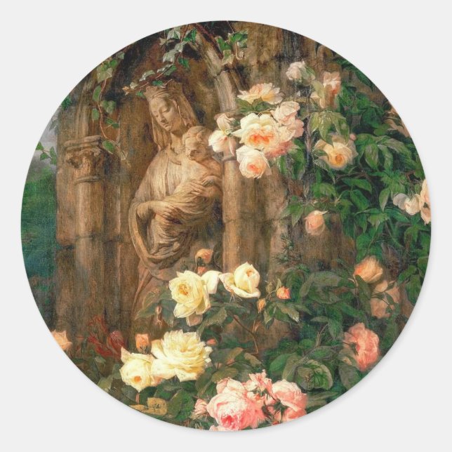 Our Lady of the Roses - Madonna with child Classic Round Sticker (Front)