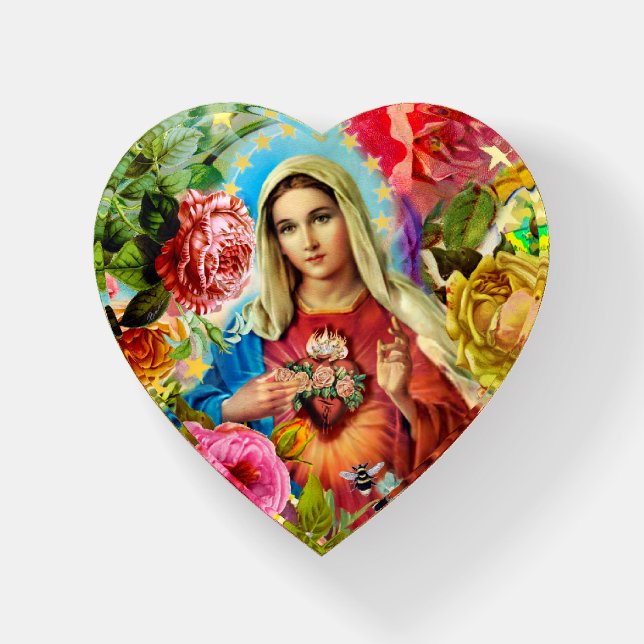 Our Lady of the Roses Simple Paperweight (Front)