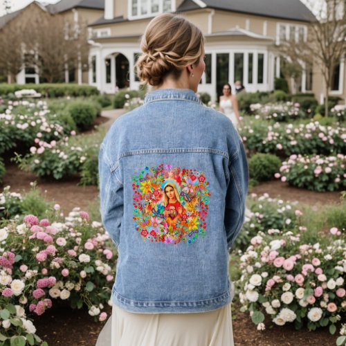 Our Lady of the Roses Vibrant Denim Jacket
