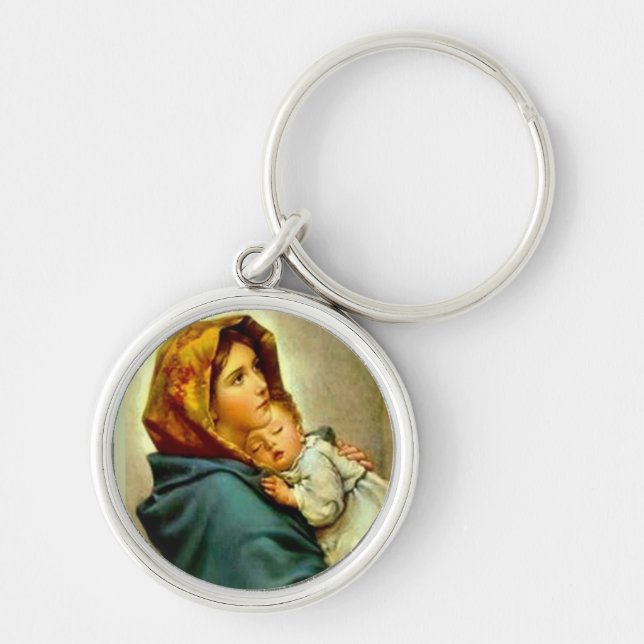 Our Lady of the Street Blessed Mother Baby Jesus Keychain (Front)