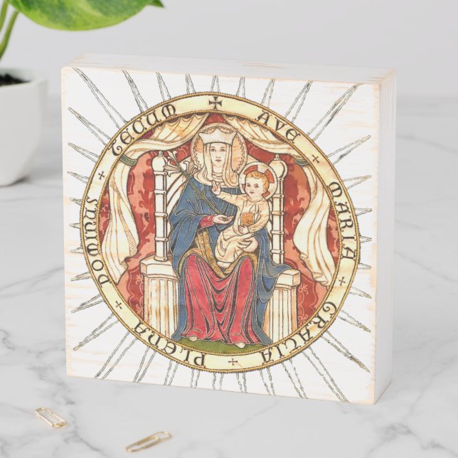 Our Lady of Walsingham Wood Wall Print Wooden Box Sign (In Situ Horizontal)