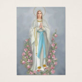 Our Lady Rosary Lourdes Memorare Prayer Holy Card (Front)