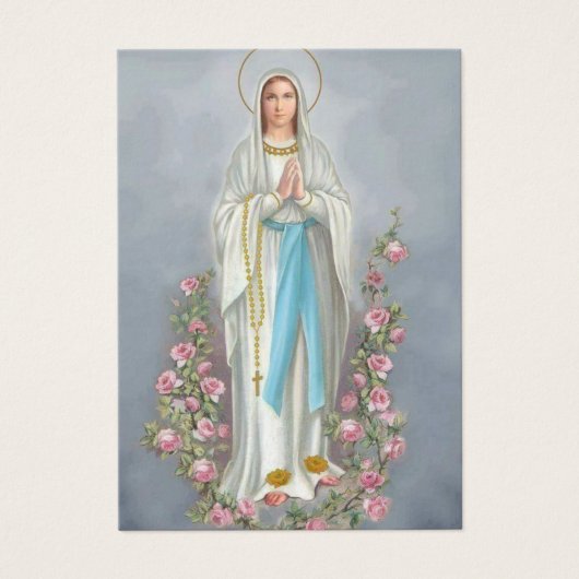 Our Lady Rosary Lourdes Memorare Prayer Holy Card (Front)