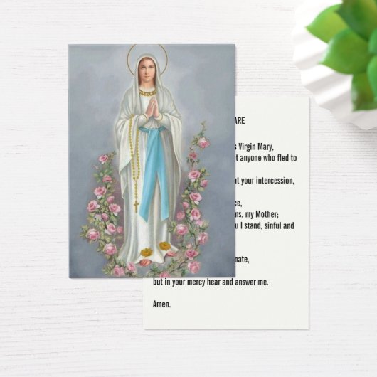 Our Lady Rosary Lourdes Memorare Prayer Holy Card (Desk)