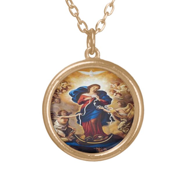 Our Lady Undoer of Knots Gold Plated Necklace (Front)