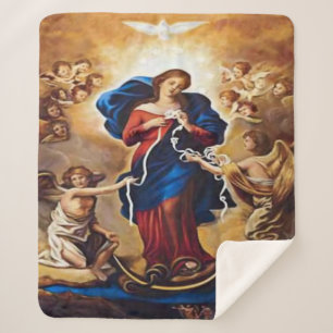 Our Lady Undoer of Knots Sherpa Blanket