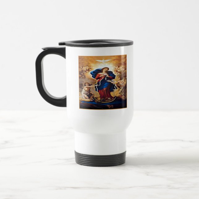 Our Lady Undoer of Knots Travel Mug (Left)
