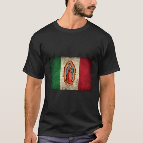 Our Lady Virgen De Guadalupe Mexican Flag T_Shirt