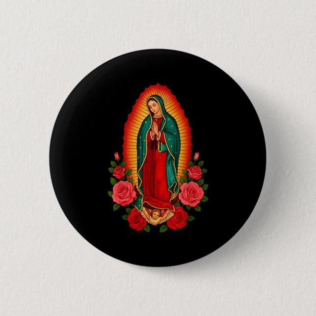 Our Lady Virgen De Guadalupe Saint Virgin Mary - C Button (Front)