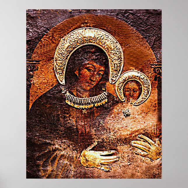 Our Lady Virgin Mary and Jesus Painted by St Luke  Poster (Front)
