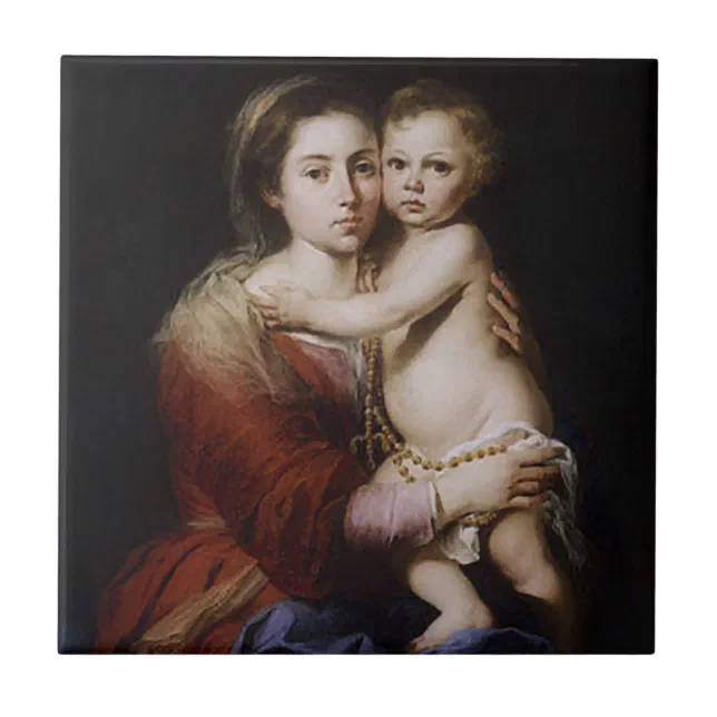 Our Lady Virgin Mary of the Rosary Ceramic Tile | Zazzle
