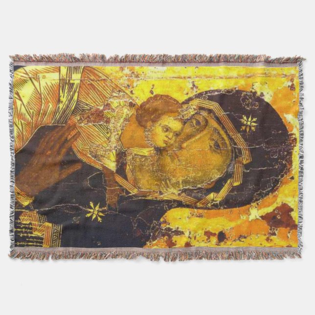 Our Lady Virgin Mary of Vladimir Throw Blanket (Front)