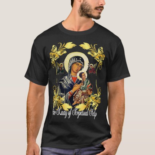 Our Lady Virgin Mary Perpetual Help Icon Fatima Ca T_Shirt