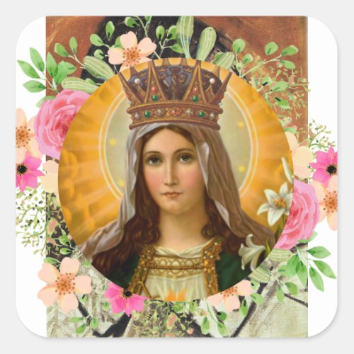 Our Lady Virgin Mary Religious Catholic Square Sticker