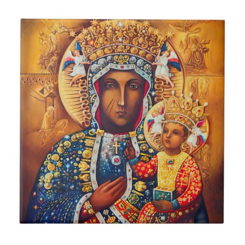 Our Lady Virgin Mary Vladimir Czestochowa Catholic Ceramic Tile