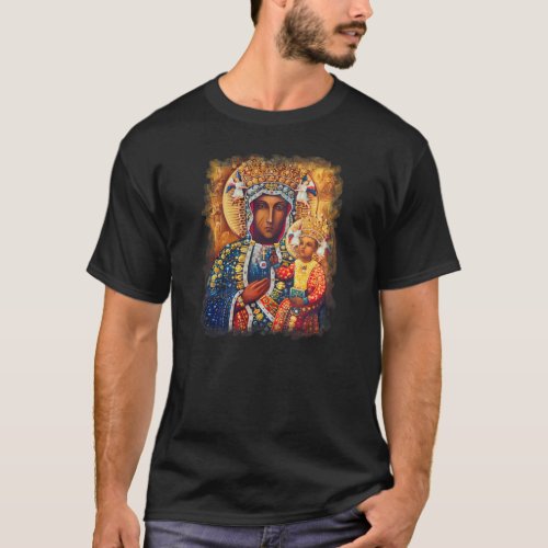 Our Lady Virgin Mary Vladimir Czestochowa Catholic T_Shirt