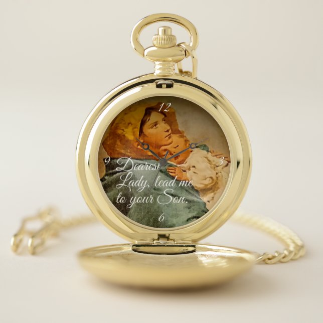 Our Lady with Christ Child Personalized Pocket Watch (Inside)