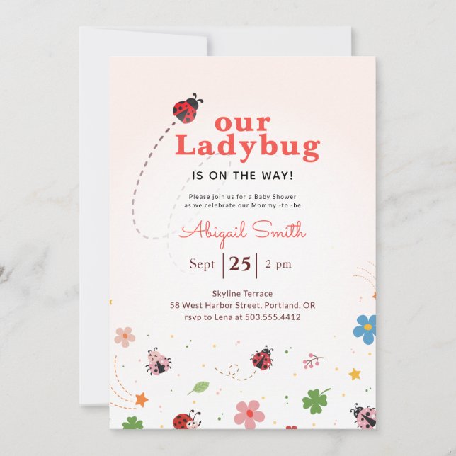 Our Ladybug Is On The Way Baby Shower Invitation (Front)