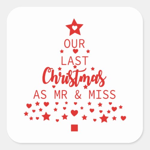 Our Last Christmas as Mr and Miss Happy Noel Square Sticker