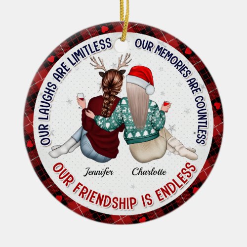 Our Laughs Are Limitless _ Bestie Personalized Ceramic Ornament