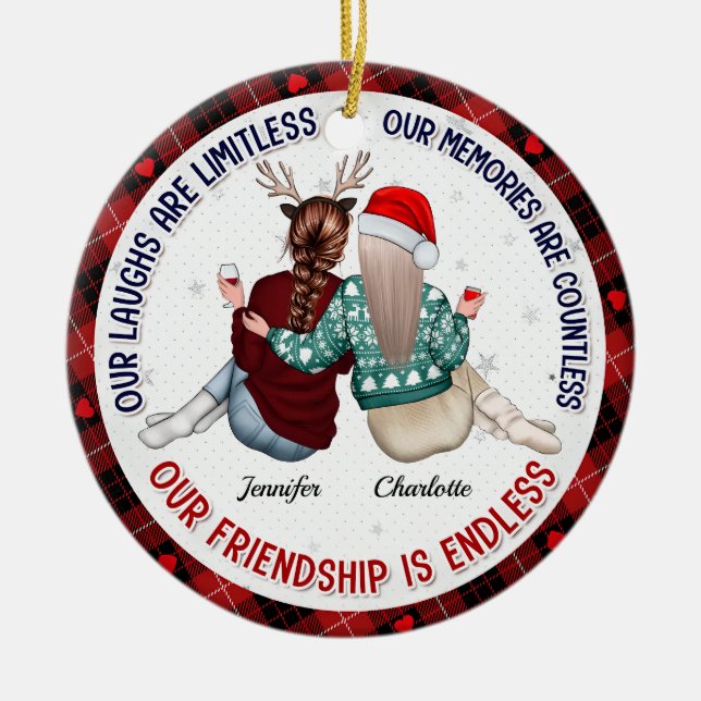 Our Laughs Are Limitless - Bestie Personalized Ceramic Ornament (Front)
