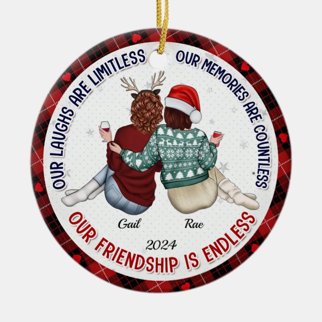 Our Laughs Are Limitless - Bestie Personalized Ceramic Ornament (Front)