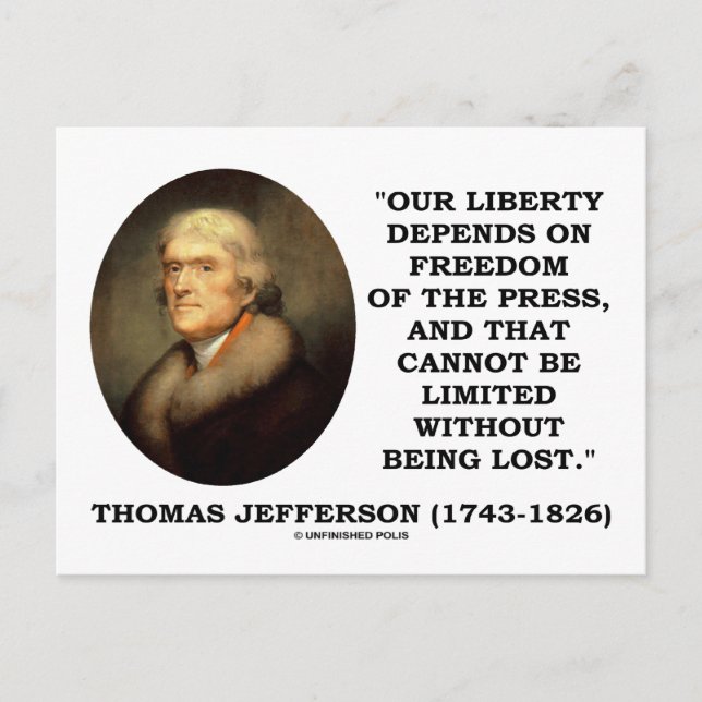 Our Liberty Depends On Freedom Of The Press Postcard (Front)